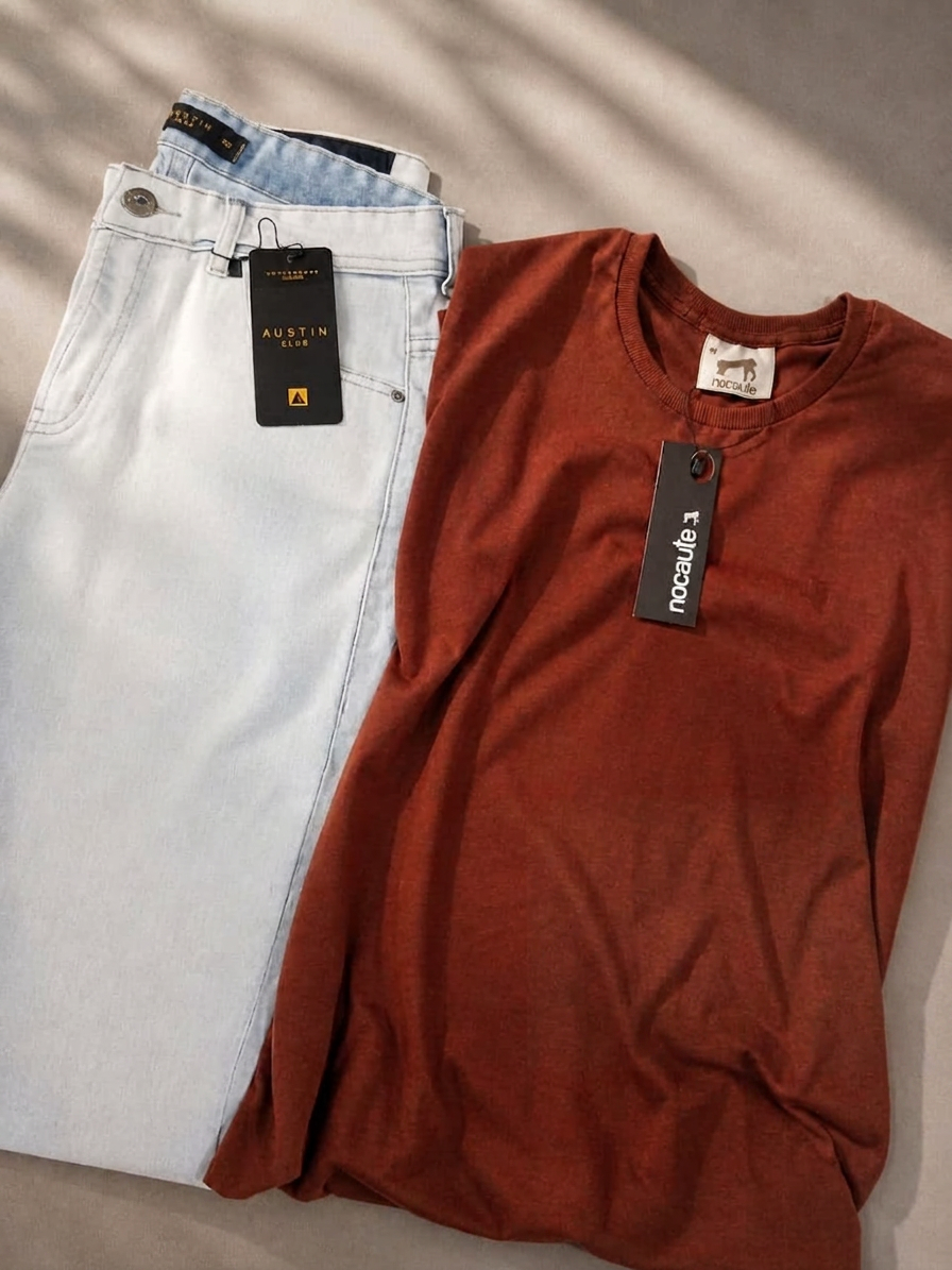 Modelo vestindo Terracota + Jeans Claro